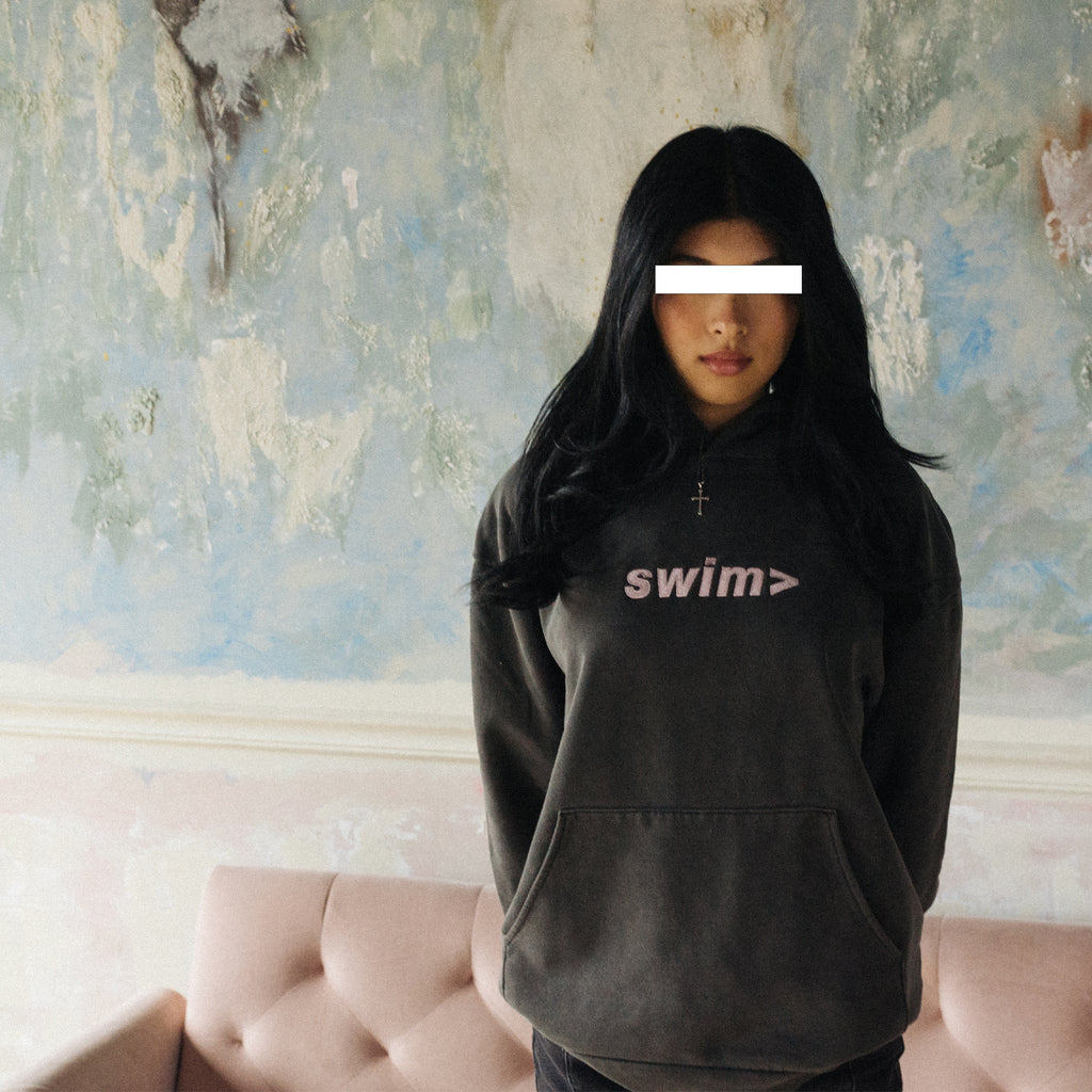 swim> charcoal hoodie