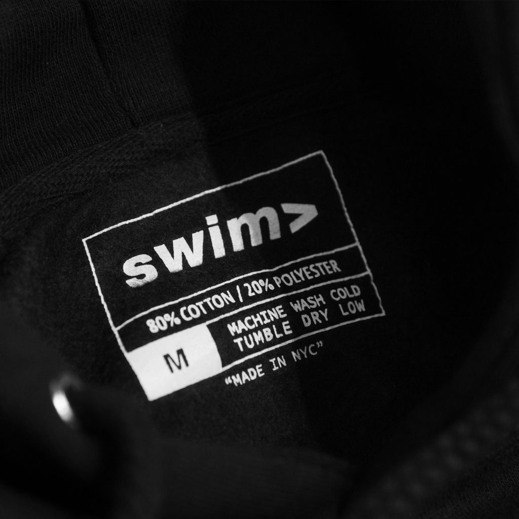 swim> classic black hoodie